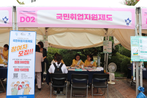 ▲청년고용정책 중 하나인 국민취업지원제도를 홍보하는 부스다.